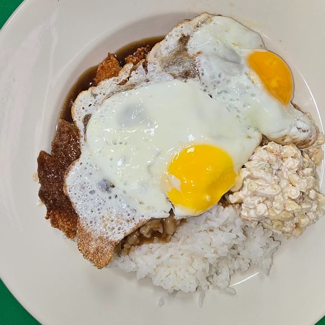 Fried Fish Loco Moco.