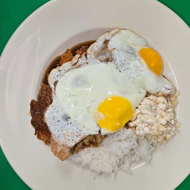 Fried Fish Loco Moco.